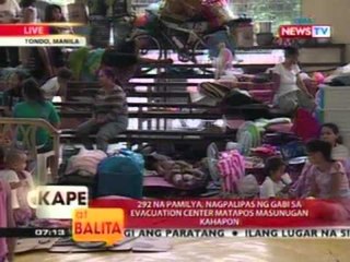 292 na pamilya sa Tondo, nagpalipas ng gabi sa evacuation center matapos masunugan kahapon