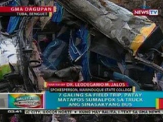 BP: Panayam sa spokesperson ng Marinduque State College kaugnay ng aksidente sa Tuba, Benguet