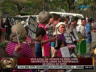 Mga iligal na vendor sa Rizal Park, nagprotesta laban sa pagpapaalis sa kanila ng NPDC