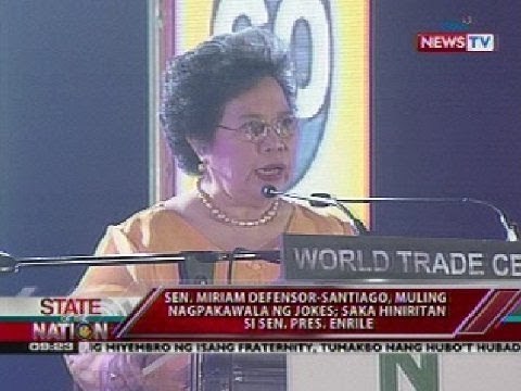 Sen. Miriam Defensor-Santiago, muling nagpakawala ng jokes; saka hiniritan si Sen. Pres. Enrile