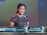 Saksi: Mga programa't personalidad ng GMA at GMA News TV, wagi sa 10th Golden Screen Awards