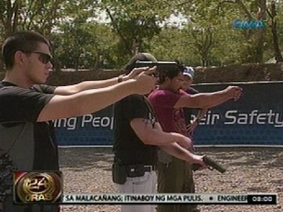 24 Oras: Richard Gutierrez, Sid Lucero at Paolo Contis, nagsasanay sa target shooting