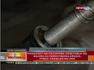 BT: Paggamit ng patapong vegetable oil bilang alternatibong krudo, pinag-aaralan ng DOE