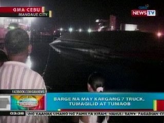 BP: Barge na may kargang 7 truck, tumagilid at tumaob sa Mandaue City