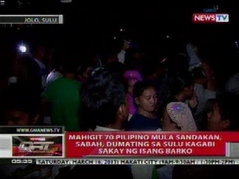 QRT: Mahigit 70 Pilipino mula Sabah, dumating sa Sulu kagabi