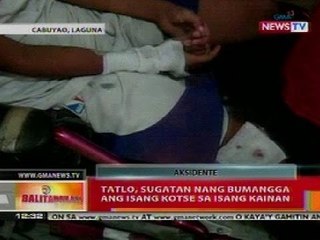 BT: 3, sugatan nang bumangga ang isang kotse sa isang kainan sa Laguna