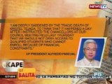 KB: UP Pres. Pascual, ikinalungkot ang pagkamatay ng UP Manila student na si Kristel Tejada