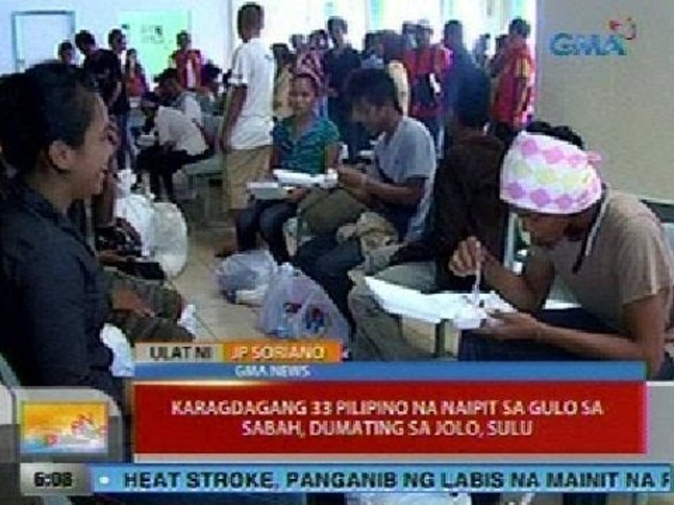 UB: Karagdagang 33 Pinoy na naipit sa Sabah, dumating sa Jolo, Sulu