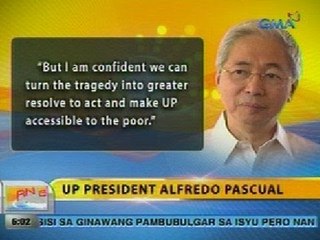 UB: UP Pres. Alfredo Pascual, ikinalungkot ang pagkamatay ni Kristel Tejada