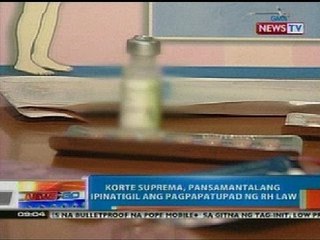 NTG: Korte Suprema, pansamantalang ipinatigil ang pagpapatupad ng RH Law