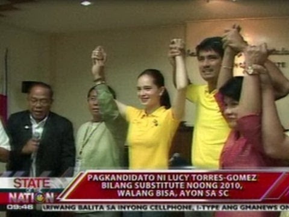SONA: SC: Pagkandidato ni Lucy Torres-Gomez bilang substitute noong 2010 election, walang bisa