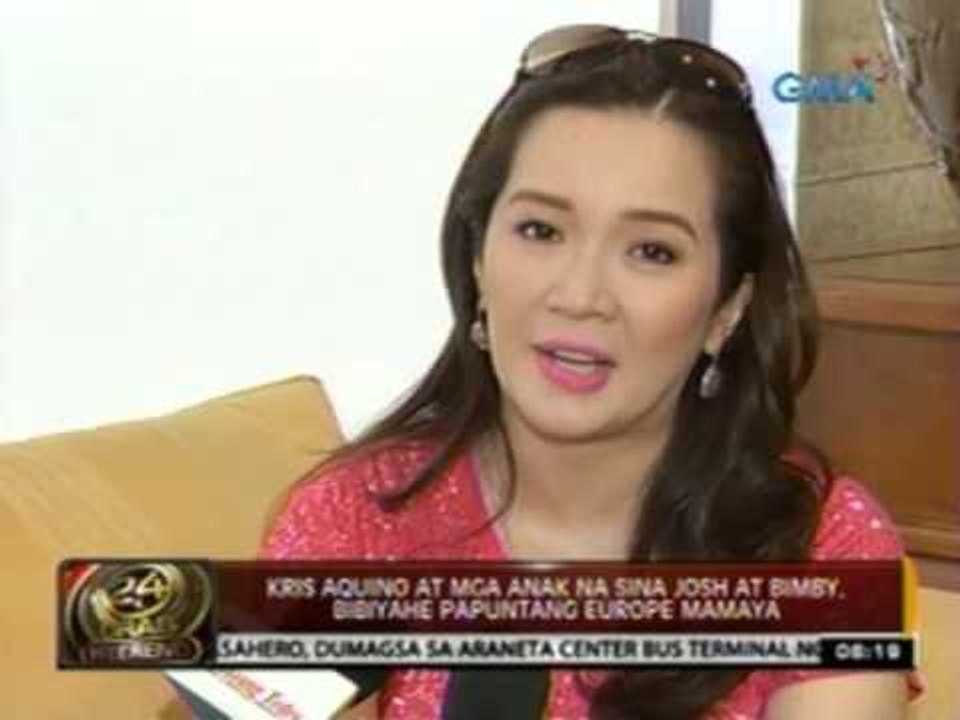 24 Oras: Kris Aquino at mga anak na sina Josh at Bimby, bibiyahe papuntang Europe mamaya