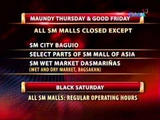 24 Oras: Mall schedules ngayong Semana Santa