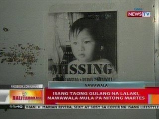 BT: Isang taong gulang na lalaki, nawawala mula pa nitong Martes