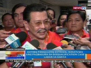 Dating Pangulong Estrada, ikinatuwa ang pagbasura sa disqualification case laban sa kanya