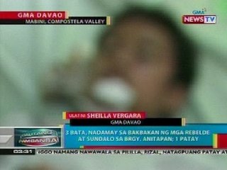 BP: 3 bata, nadamay sa bakbakan ng mga umano'y NPA at sundalo sa ComVal; 1 bata, patay