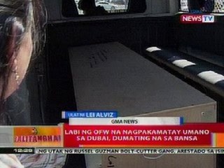 BT: Labi ng OFW na nagpakamatay sa Dubao, dumating na sa bansa