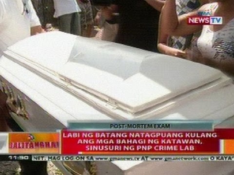 BT: Labi ng batang natagpuang kulang ang bahagi ng katawan, sinusuri ng PNP crime lab