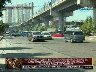 24  Oras: Mga panuntunan sa campaign motorcade ban  ilalabas bukas ng Comelec