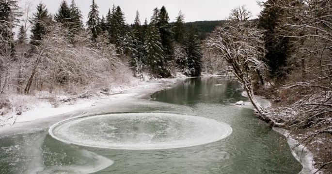 Colossal, Naturally Formed Ice Circle Appears In A Washington River