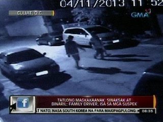 24 Oras: Tatlong  magkakaanak, sinaksak at binaril; family driver, isa sa mga suspek