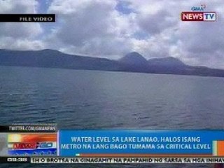 NTG: Water level sa Lake Lanao, halos isang metro na lang bago tumama sa critical level
