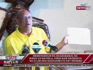 Memorandum na nagbabawal ng bingo sa Maynila, 'di raw ebidensya na si Lim ang nagpaaresto kay Moreno