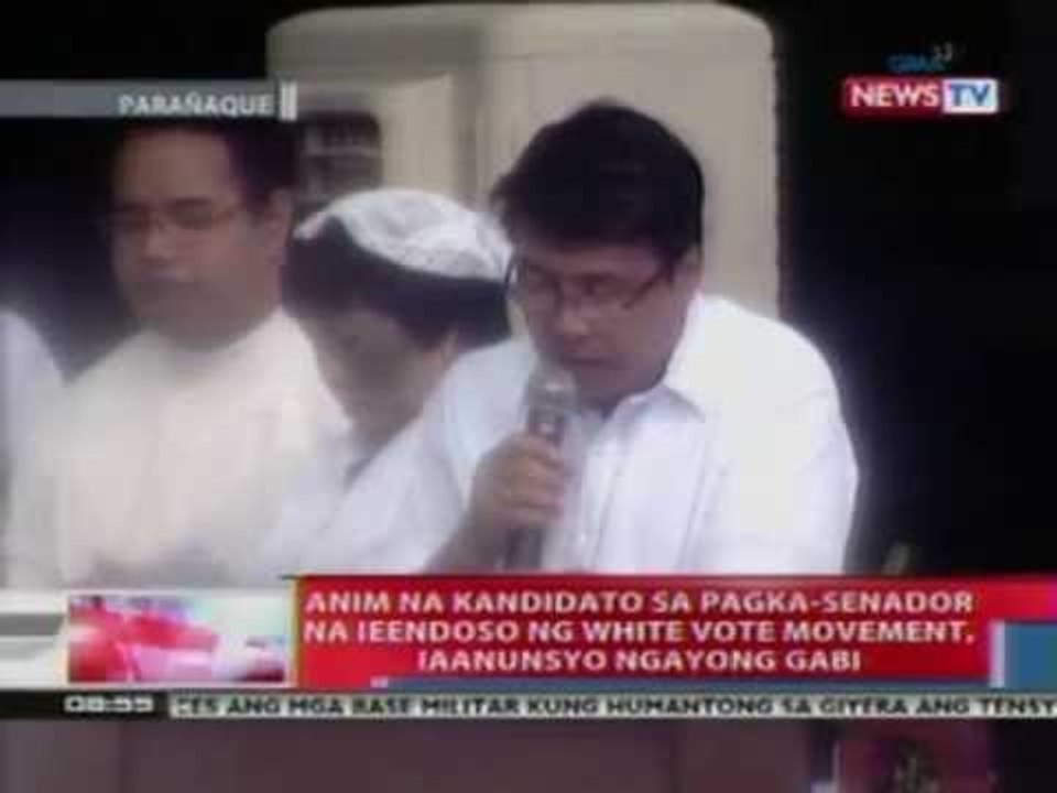 NTL: 6 na kandidato sa pagka-senador na ieendorso ng White Vote Movement, iaanunsyo ngayong gabi