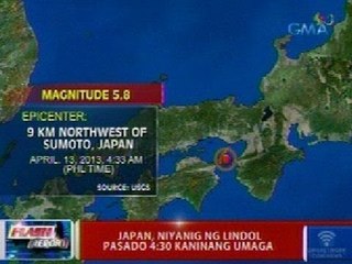 Flash Report: Japan, niyanig ng magnitude 5.8 na lindol kaninang umaga