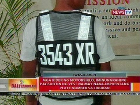 Mga rider ng motorsiklo, iminungkahing pagsuotin ng vest na may naka-imprentang plate number
