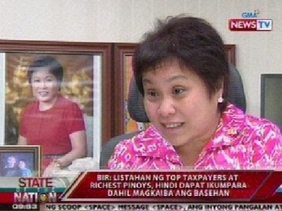SONA: BIR: Listahan ng top taxpayers at ng richest Pinoys, hindi dapat ikumpara