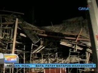 UB: Dahilan ng pagguho ng bahagi ng school building na ikinasugat ng 4 na trabahador, inaalam pa rin