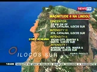 BT: Magnitude 4 na lindol, tumama sa Ilocos Sur