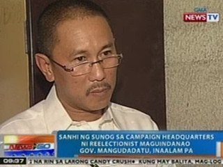 NTG: Sanhi ng sunog sa headquarters ni Reelectionist Gov. Mangudadatu, inaalam pa