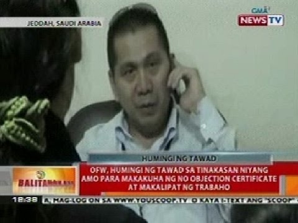 BT: OFW sa Saudi Arabia, humingi ng tawad sa tinakasang amo