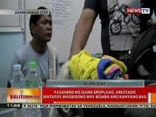 BT: Pasahero ng eroplano sa Zamboanga, arestado nang magbirong may bomba ang bag