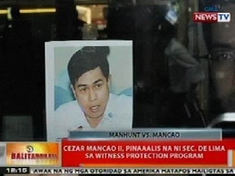 BT: Cezar Mancao II, pinaaalis na ni Sec. De Lima sa witness protection program