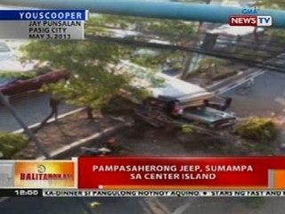 BT: Pampasaherong jeep sa Pasig, sumampa sa center island