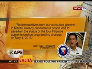 KB: 4 na Pinoy, inaresto dahil sa umano'y pagpuslit ng cocaine sa Macau