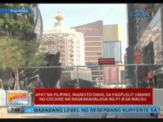 UB: 4 na Pinoy, inaresto dahil sa pagpuslit umano ng cocaine sa Macau