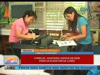 UB: Comelec, handang-handa na raw para sa eleksyon sa Lunes