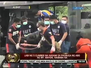 24 Oras: Mga labi ng limang namatay sa pagbuga ng abo sa Mt. Mayon, naibaba na mula sa bulkan
