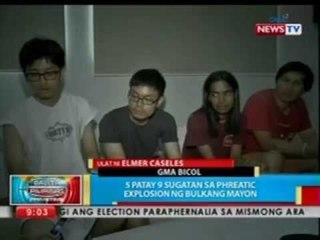 BP: 5 patay, 9 sugatan sa phreatic explotion ng Bulkang Mayon