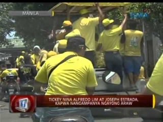 24 Oras: Ticket nina Lim at Erap, kapwa   nangampanya ngayong araw sa Maynila