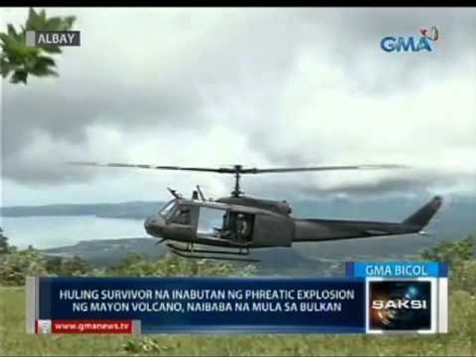 Huling survivor na inabutan ng phreatic explosion ng Mt. Mayon, naibaba na mula sa bulkan