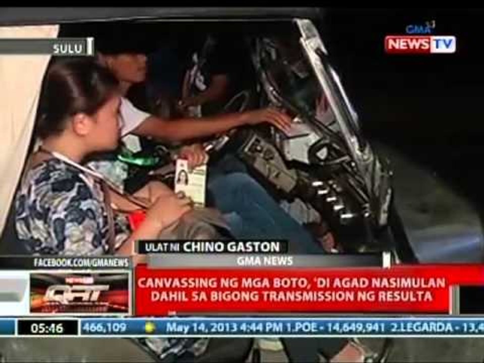 QRT: Canvassing ng mga boto sa Sulu, di agad nasimulan dahil sa bigong transmission ng resulta