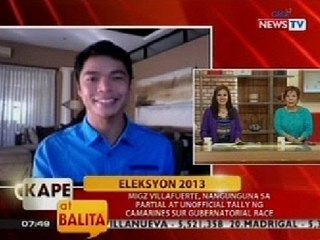 KB: Migz Villafuerte, nangunguna sa partial at unaofficial tally ng CamSur gubernatorial race