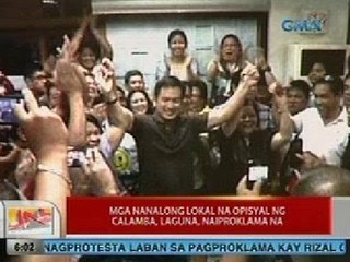 UB: Mga nanalong lokal na opisyal ng Calamba, Laguna, naiproklama na