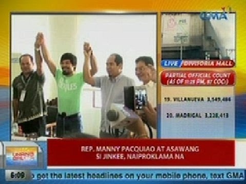 UB: Rep. Manny Pacquiao at asawang si Jinkee, naiproklama na