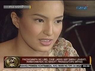 24 Oras: Pagsampa ng libel case laban kay Sarah Lahbati, inirekomenda ng Makati Prosecutor's Office